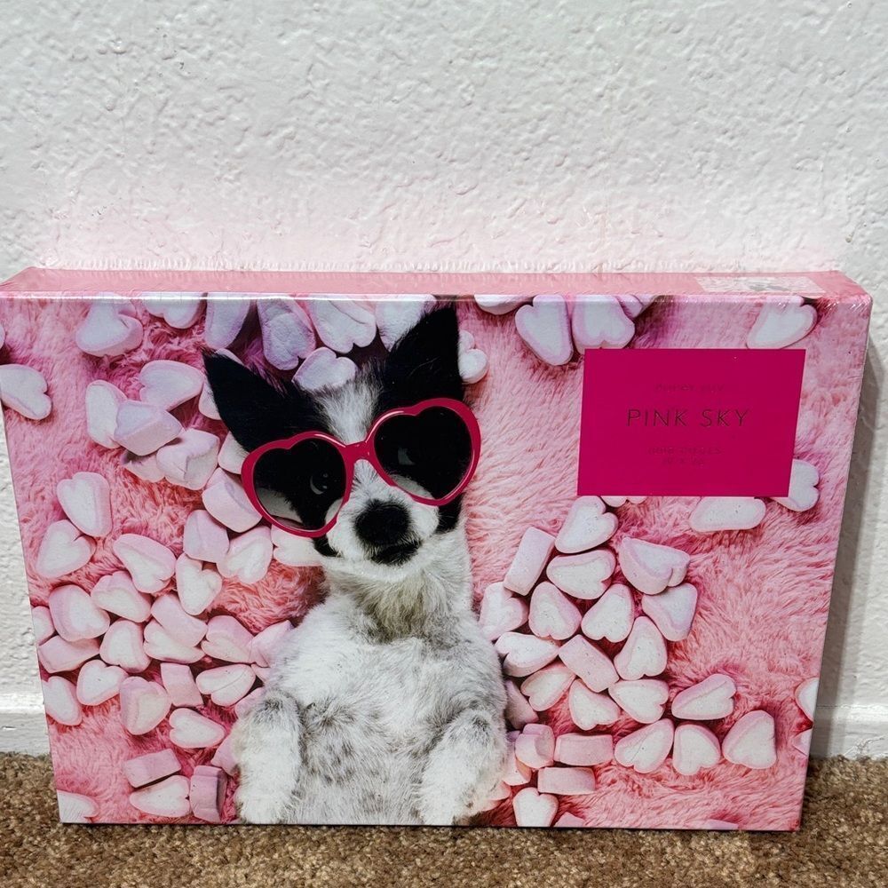 Pink sky 1000 piece puzzle dog hearts‎ puppy luv Valentine’s Day
